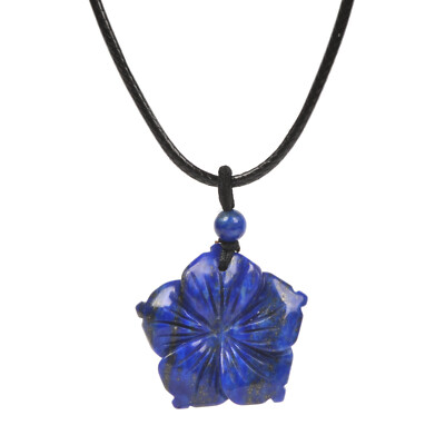 28mm Hand Carved gemstone Hawaii flower Pendant Necklace 22''
