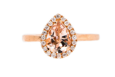 Dainty Pear Shaped Natural Morganite Diamond Halo Ring | eBay