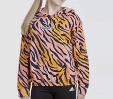 Adidas Sweatshirt Girls XLarge 16yrs Pink Animal Print Pullover Hoodie Youth