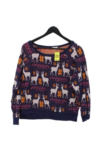 River Island Women's Jumper UK 12 Purple Cotton with Acrylic Pullover