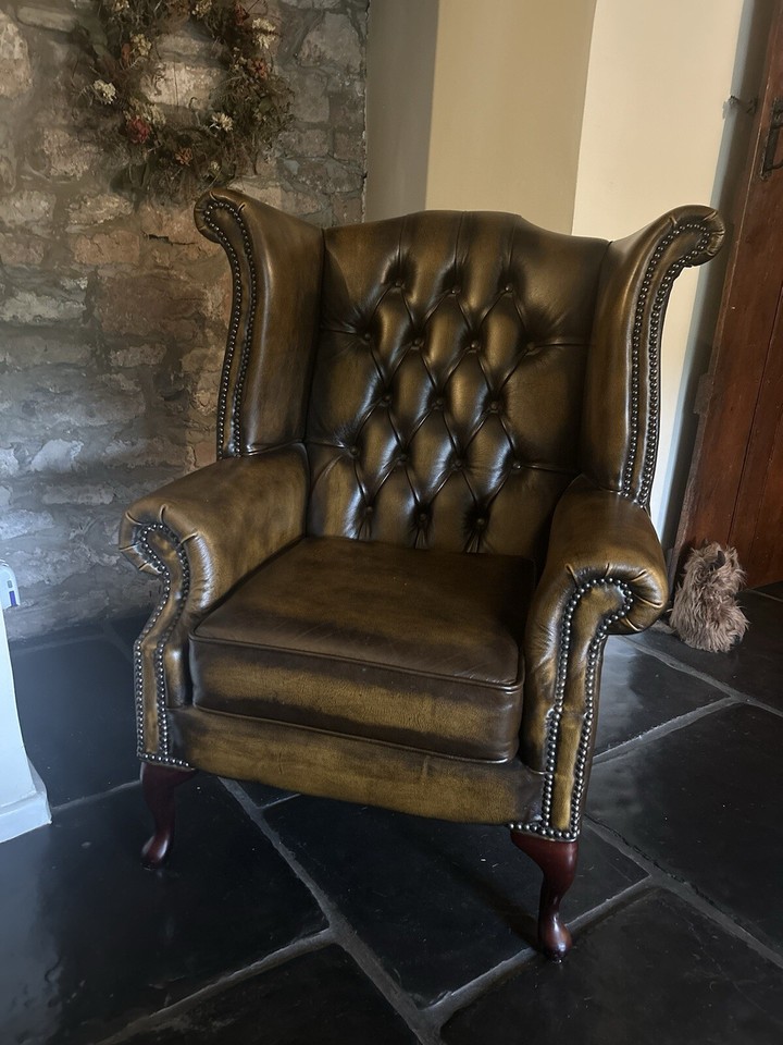 Chesterfield sofa Bed And Queen Anne Chair eBay