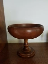 Vtg Wood Pedestal Bowl Footed Dish  WOODCROFTERY Candy Nut Fruit Jewelry Holder