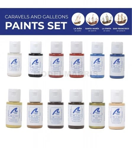 ARTESANIA LATINA 277PACK8 Paints Set for Ship Models: Caravels and Galleons (12x