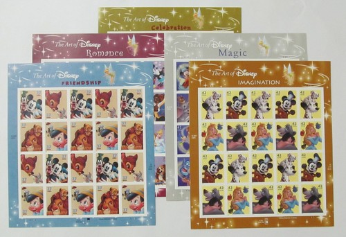 THE ART OF DISNEY Complete Set of 5 Differnt Full Sheets of 20 US Stamps 2004-08 - Picture 3 of 12