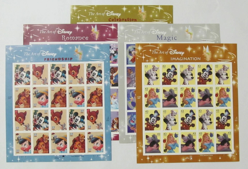 THE ART OF DISNEY Complete Set of 5 Differnt Full Sheets of 20 US Stamps 2004-08 - Image 3 of 4