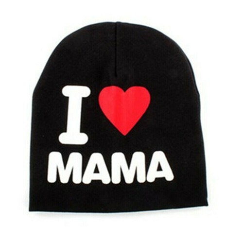 cappello berretto cotone lana love io amo mamma Nero per bambino bambina  neonato | eBay