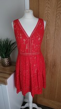OASIS Red Lace Dress Evening Cocktail Occasion ~ Size 10 Vgc