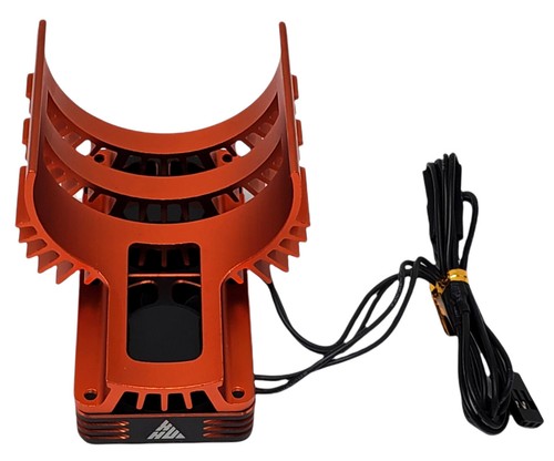 NHX RC 1/5 Twin Cyclone Alum HV Cooling Fans w/Cover Motor Heatsink Orange - Picture 5 of 7