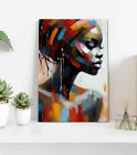 Beautiful African lady abstract art oil paint mounted canvas print ready to hang