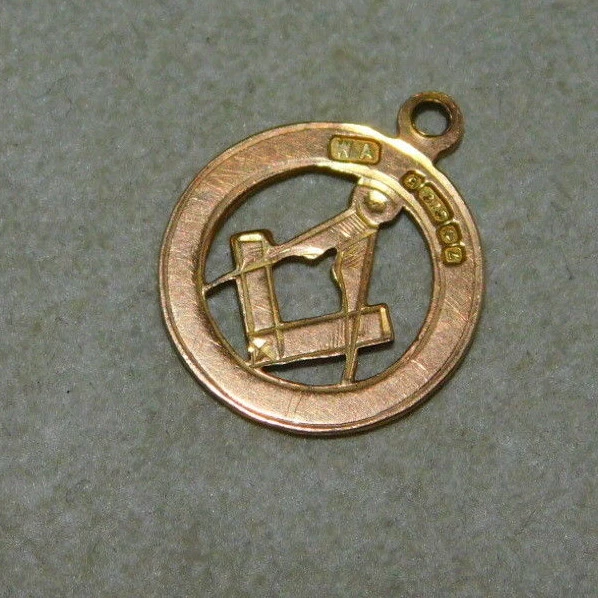 Vintage UK Hallmark Freimaurer Quadratisch & Kompass 9ct Gold Anhänger 10b 90 - Bild 3 von 4