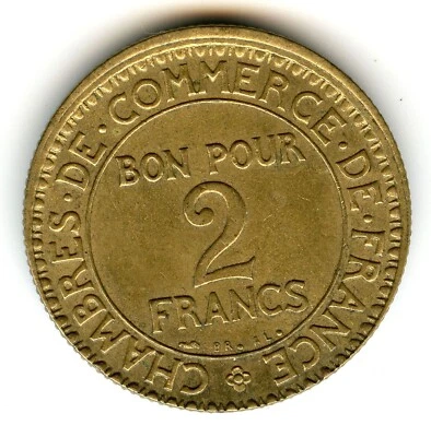 1925 - 2 Francs - erreur de frappe + double frappe - France - Photo 1/4