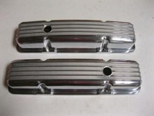 1958 - 1986 Small Block Chevy Retro Finned Aluminum Valve Covers Sbc Camaro 350