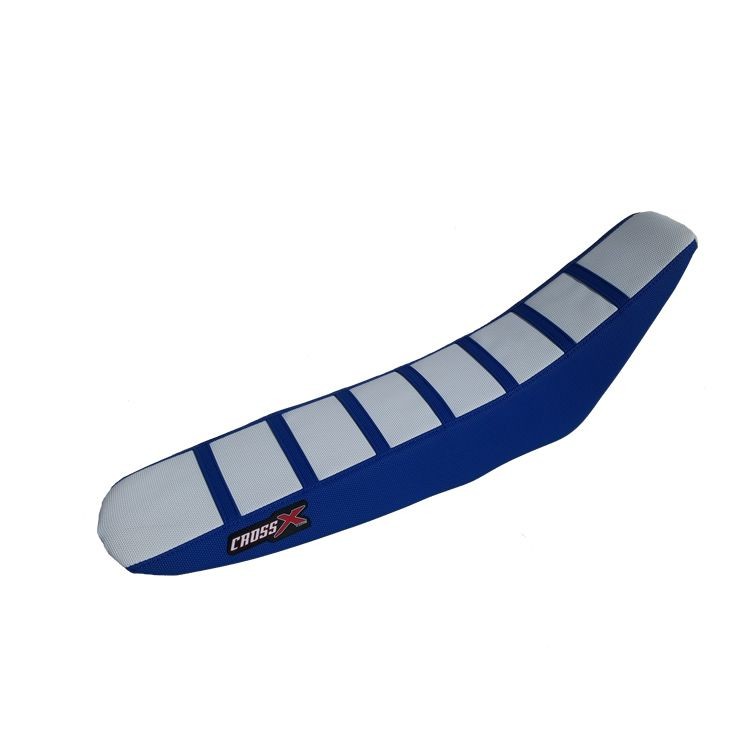 Housse de siège TM MX EN 125 250 300 haut blanc côté bleu finition premium