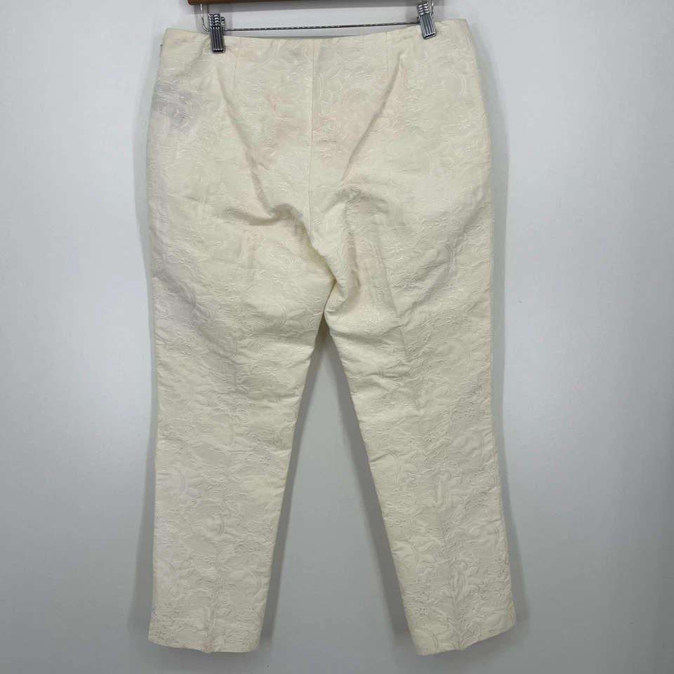 Ralph Lauren 黑色标签裤子女式 10 码白色蕾丝花卉丝绸混纺复古 — 第 4/4 张图片