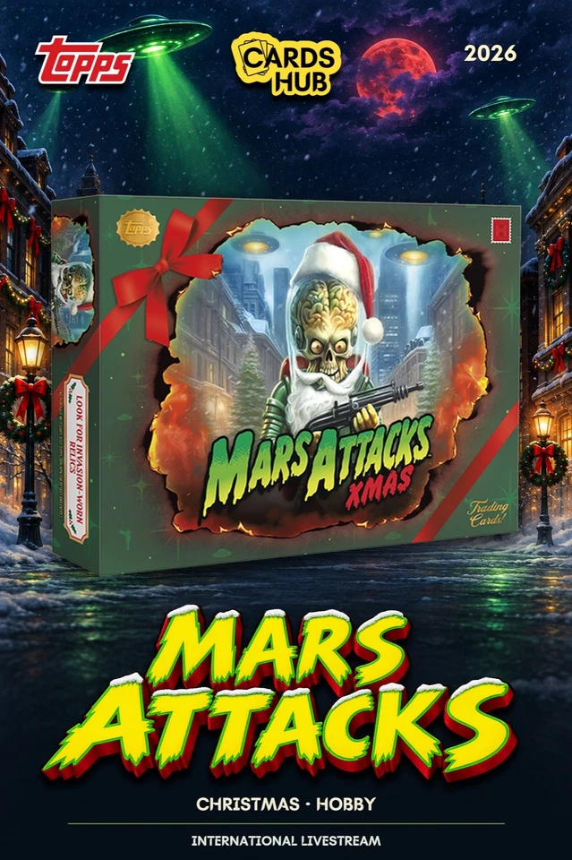 DAY 1! ☄️ 2026 TOPPS MARS ATTACKS XMAS HOBBY 5 BOX 1/4 CASE BREAK #2