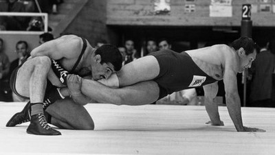 Free Style Wrestling welterweights Shakar Khan from Afghanistan Le- Old Photo