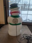 Vtg Snowman Blow Mold 30" Fiber Color Optic Christmas Winter Decoration Works — photo 3