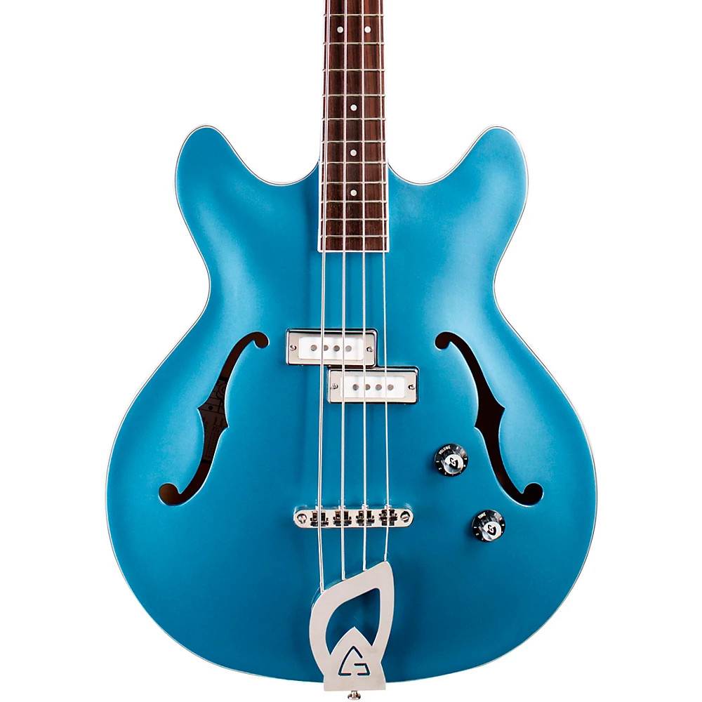 Guild Starfire I Бас-гитара с полупустотной короткой гаммой и двойным срезом Pelham Blue 122990₽
