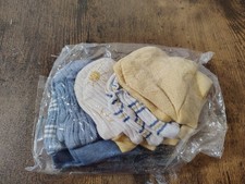 NWT Infant Baby Mittens Set Blue White Yellow Sun Stripe Scratch Mitts Gloves