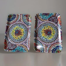 Talbots Melamine Trays Multiple Colors Colorful Floral Print Set (2)