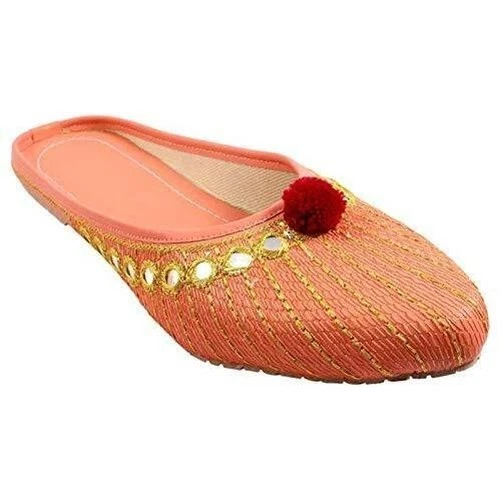 Women Girls ethnic Jaipur bridal Jutti mojari US size 6-11 Fluorescent Color - Image 4 of 4