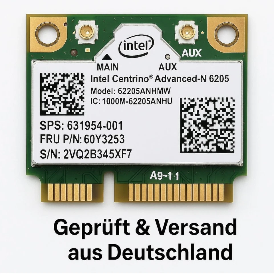 Intel Centrino Advanced-N 6205 WLAN Karte 62205ANHMW Mini PCIe WiFi 802.11a/b/g
