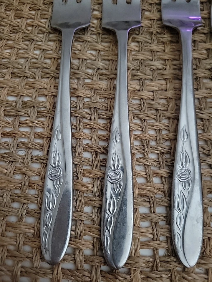 4 шт вилки из нержавеющей стали Sipelia Sheffield England цветок розы тяжелые - Изображение 2 из 4