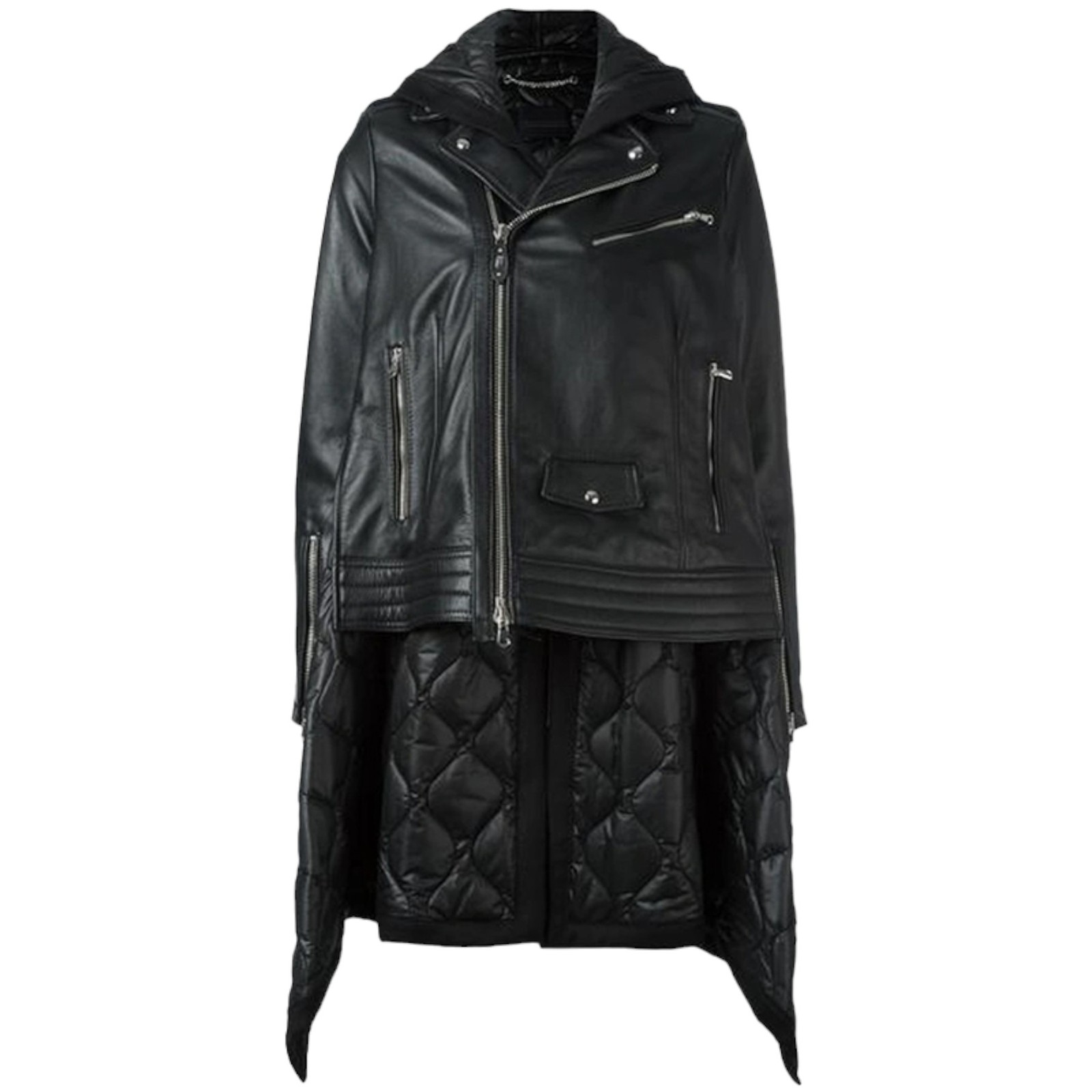 DIESEL BLACK GOLD LANCRET Womens Leather Jacket Size 10 Full Zipped Hooded Coat image 5
