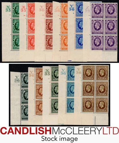 1935-36 KGV Photogravure Small Format ½d to 1s Control Block Set SG 439-449