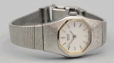 Ellegant Seiko Watch Ladies 16mm White Dial Silver Vintage Tested Works