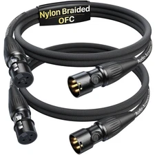 Short XLR Cables 3.3ft 2 Pack Gold Plated 3-Pin Connectors from Rean-Neutrik ...