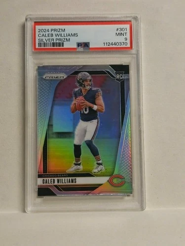 CALEB WILLIAMS ROOKIE 2024 PANINI PRIZM SILVER RC PSA 9 Chicago Bears #301