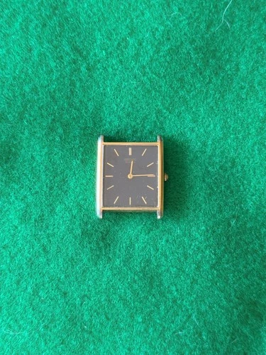 Seiko Quartz Tank Watch 5Y30-5069 Gold Tone Black Dial Head Only Repair Vintage