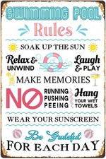 Swimming Pool Rules Tin Metal Signs Home D cor Durable Vintage Hanging Plaque Ou