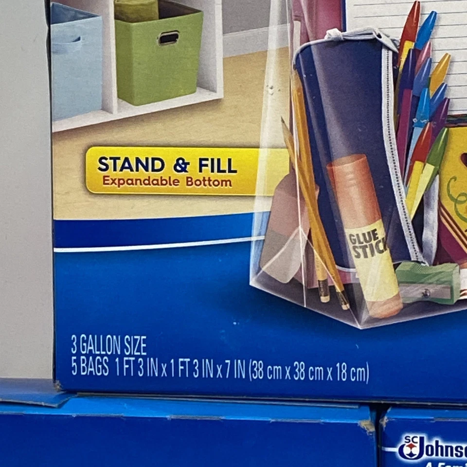 LOTE x3 BOLSAS GRANDES ZIPLOC tamaño 3 galones soporte y relleno 5 grandes SC Johnson 15x15x7 pulgadas Foto 3 de 4