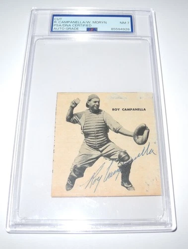 (2) 1954 Baseball Roy Campanella & Walt Moryn Autograph Signed Photo Cut PSA/DNA