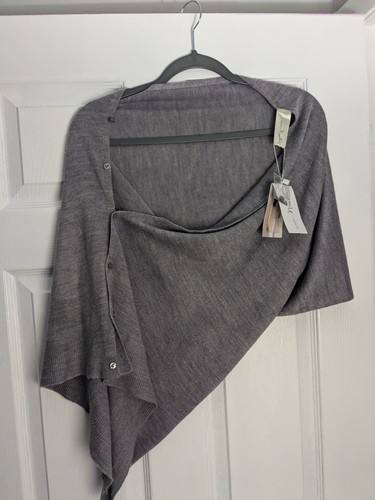 NWT Simply Noelle Gray Button Up Wrap Poncho OSFM - Picture 8 of 10