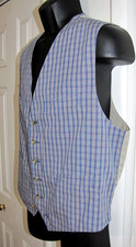 Banana Republic VTG Blue Plaid Cotton Vest Waistcoat 5 Button 4-pocket Men M/L