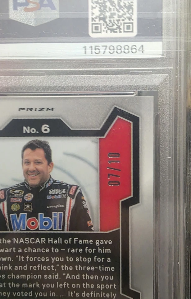 Prizm NASCAR Tony Stewart 2024 brillo azul/10 PSA 10 GEMA MT #6 POP 1 Foto 3 de 3