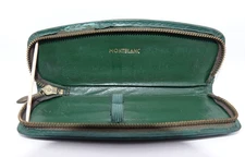 Altes Montblanc Lederetui für zwei Schreibgeräte Grün 50er Jahr