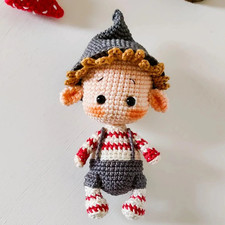 Handmade Crochet Elf Doll with Hat, Adorable Amigurumi Christmas Gift for Kids