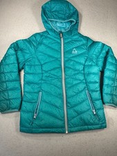 Gerry Puffer Jacket Girls L 14/16 Teal Fill Power 650 Insulated Hooded Outdoor