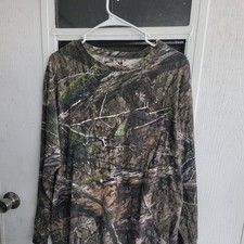 Mossy Oak Shirt Mens LG Camo Long Sleeve Hunting Performance Stretch Pullover