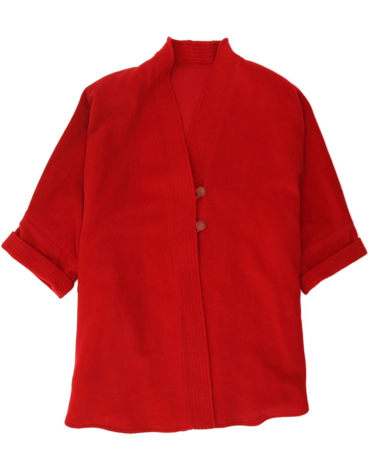 VINTAGE Womens Poncho Coat IT 44 Medium Red Wool AZ01