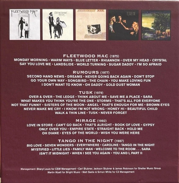 FLEETWOOD MAC RUMOURS TUSK MIRAGE TANGO NIGHT - 2025 1975 TO 1987 5 CD BOX SET - Photo 3/4