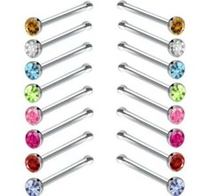 Set 20 Piercing Naso - Acciaio Chirurgico 20G, CZ E Opale, Multicolore, Per Donna/Uomo