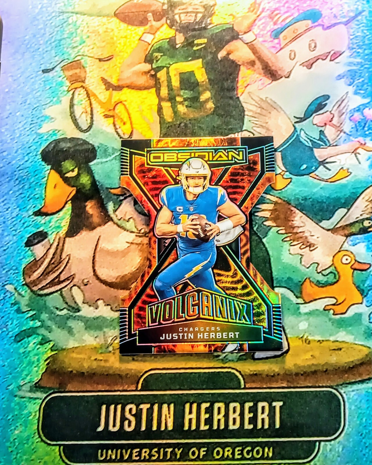 Justin Herbert 2023 Panini Obsidian Volcanix 🌋 Die Cut SSP
