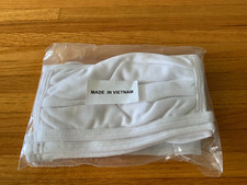 3 New White Face Masks 100 Cotton Elastic Band Machine Washable