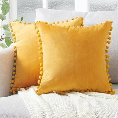 Top Finel Decorative Throw Pillow Covers 26 X 26 Mustard Yellow
