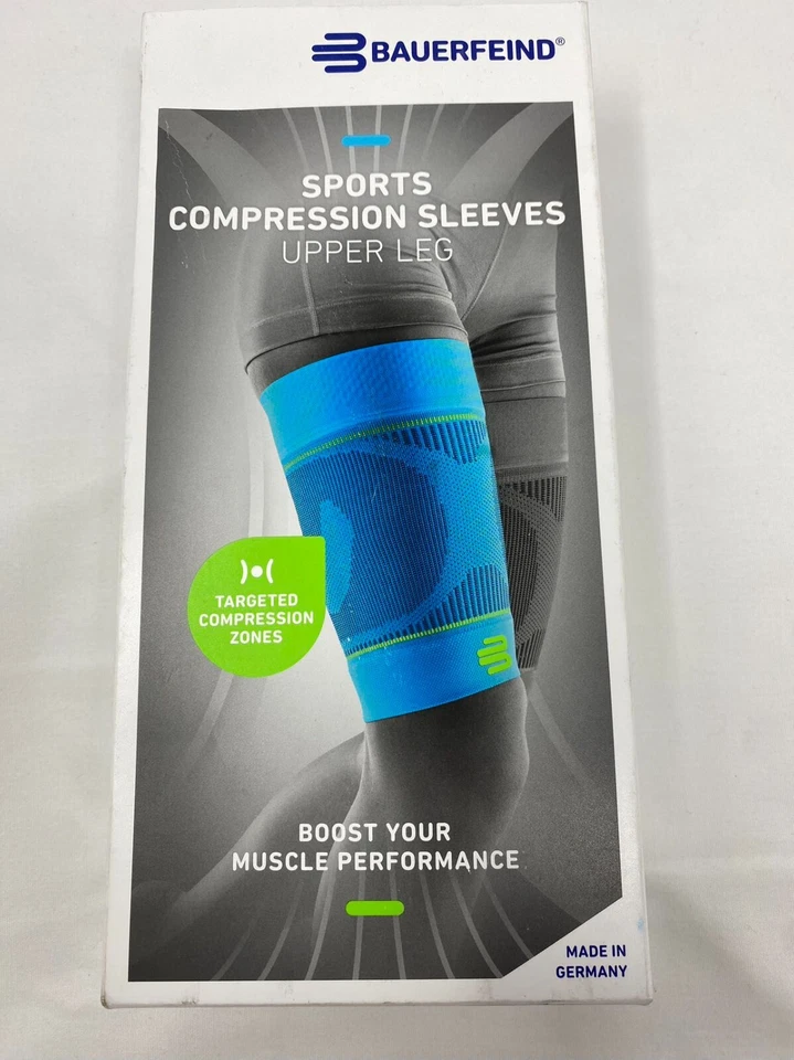 Bauerfeind Sports Compression Upper Leg Sleeves (1 Pair) (Black, Small/Long) - Image 2 of 4